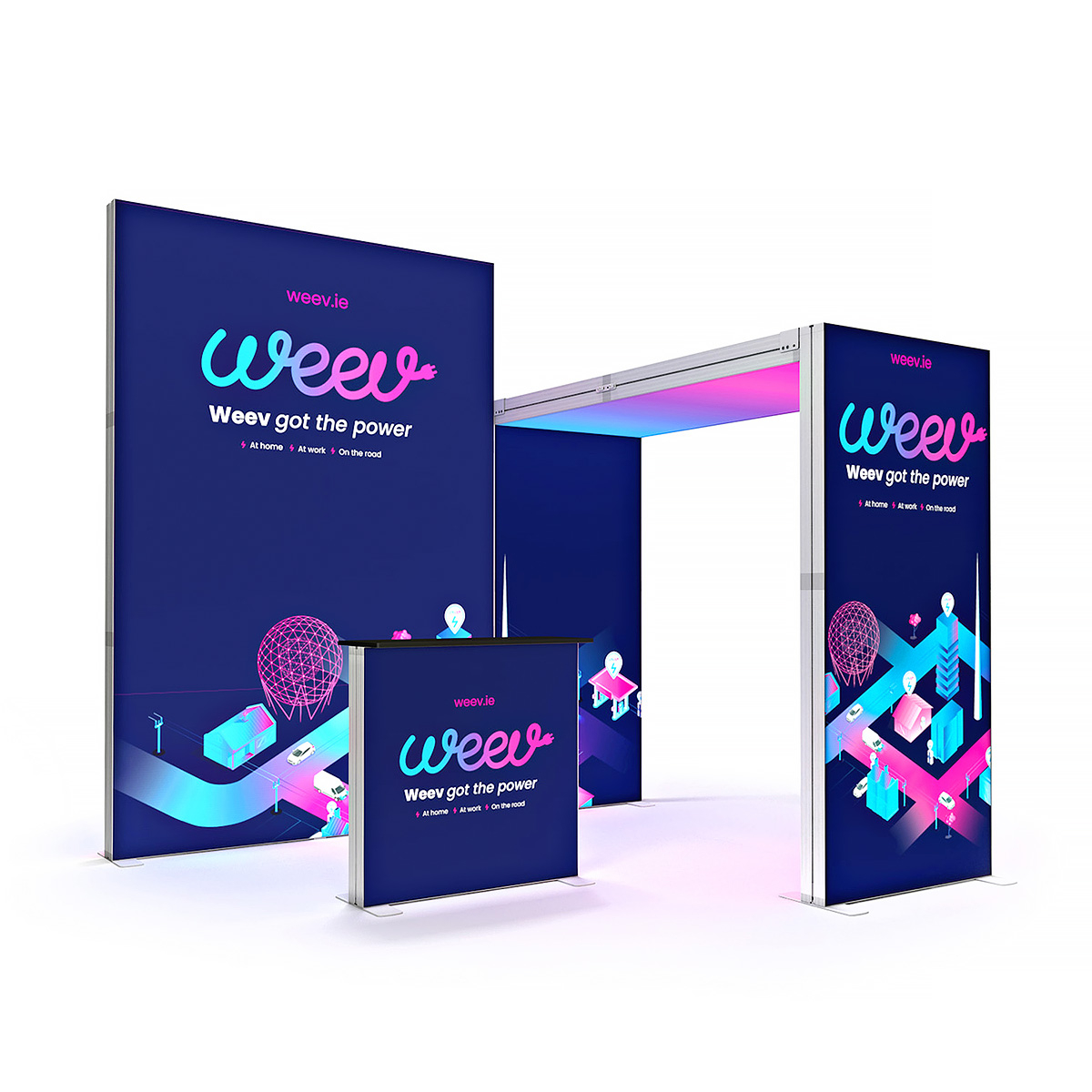 SKYBRIDGE<sup>®</sup> Exhibition Stand LED Lightbox Ceiling Arch Backlit Backdrop 3x3