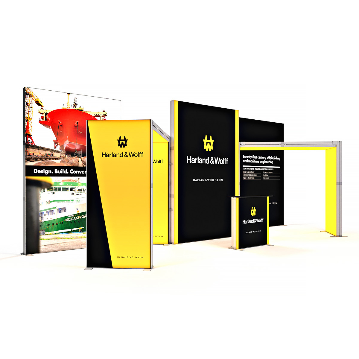 SKYBRIDGE® Lightbox Exhibition Stand LED Ceiling Arches Freestanding Display Booth