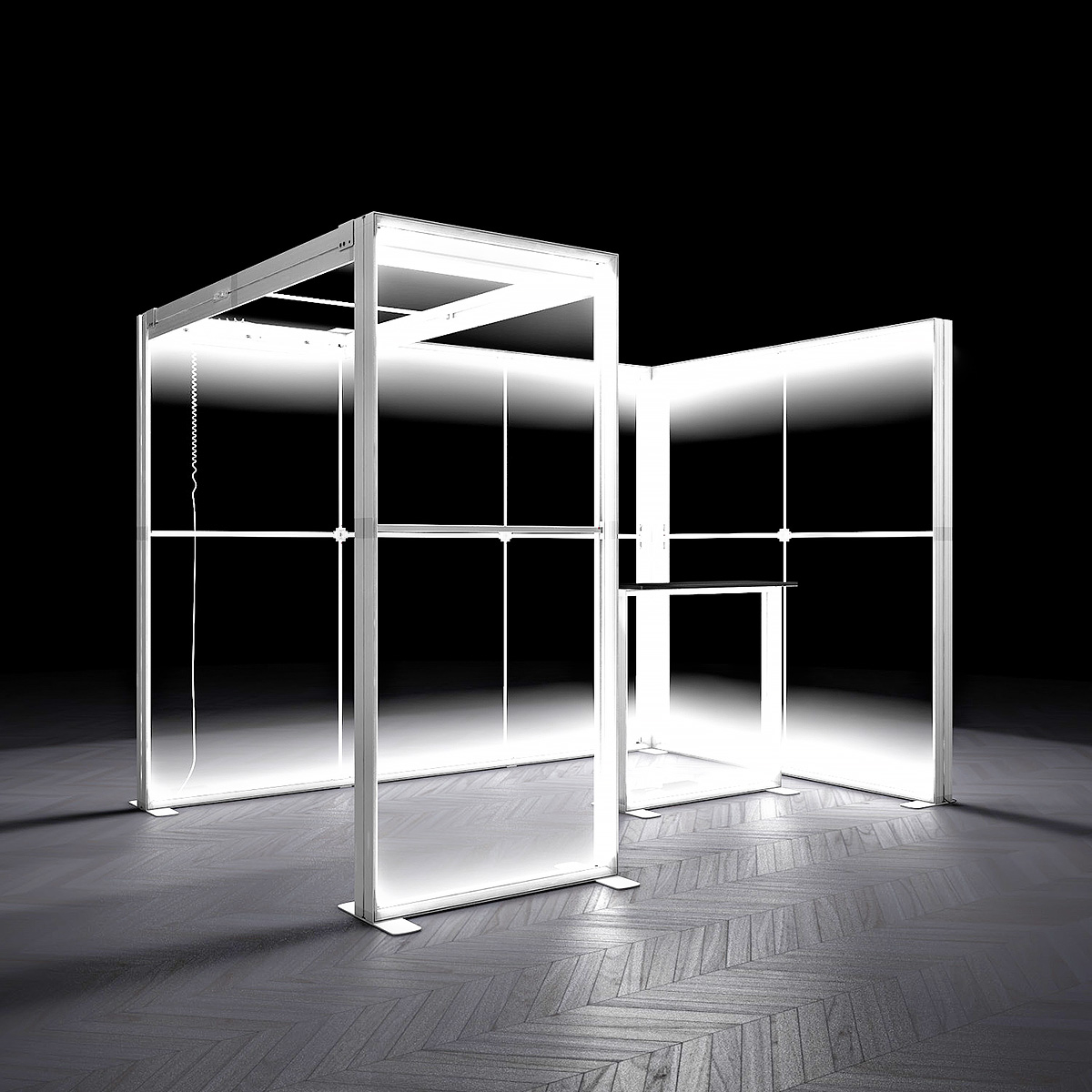 SKYBRIDGE® Modular Exhibition Stand Corner Booth LED Lightbox Ceiling Arch 3x2 Backlit Illuminated White TFS