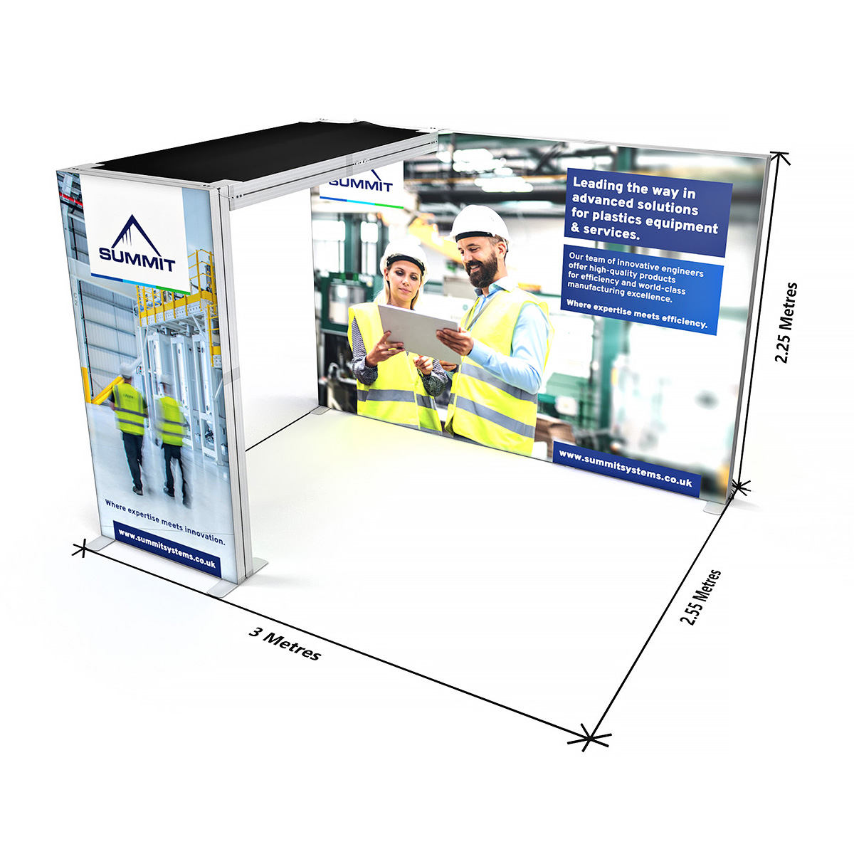 Floor Plan Dimensions of SKYBRIDGE® Modular Lightbox Exhibition Stand LED Ceiling Display 3x2