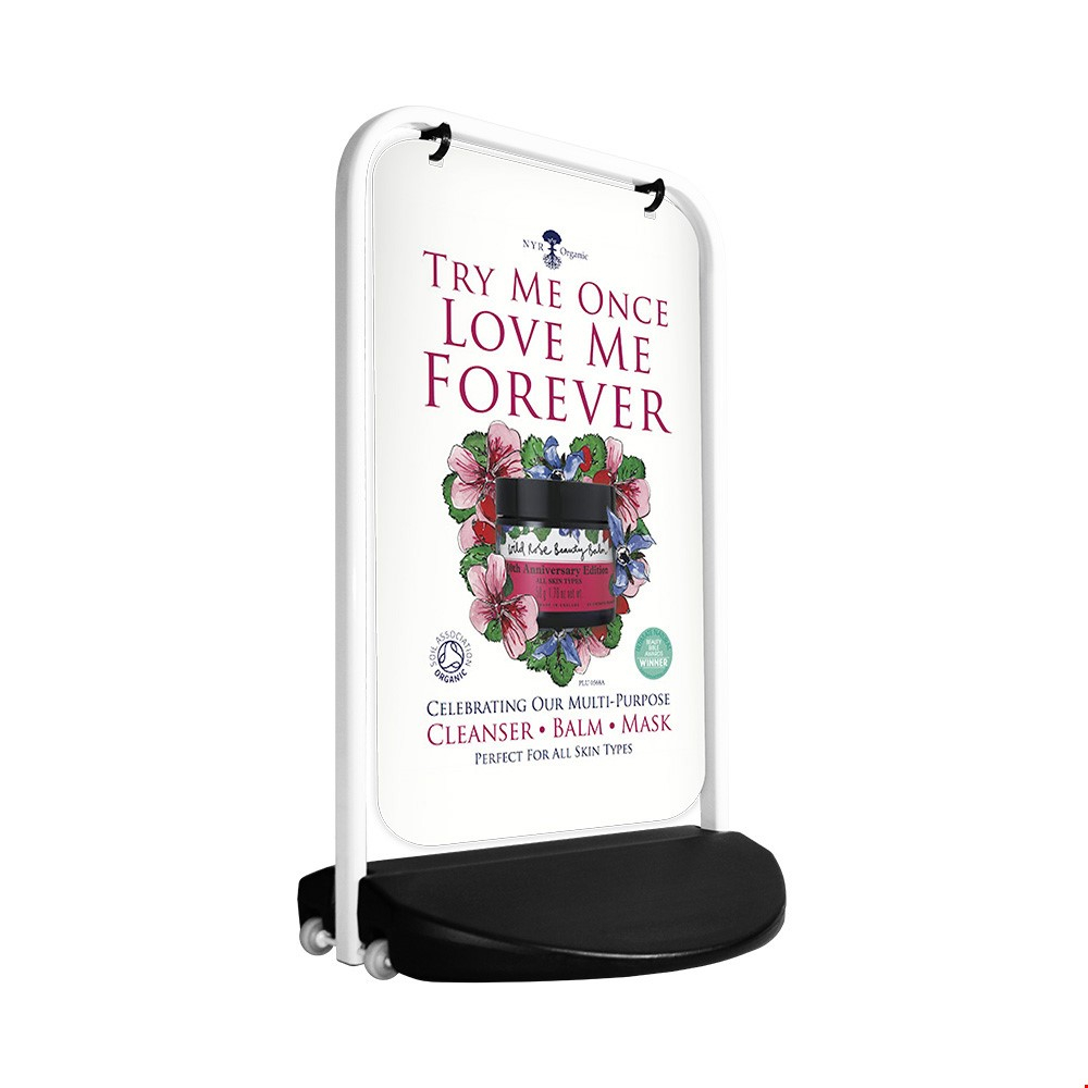 SWINGER Panel Pavement Swing Sign White Frame With Optional Double Sided Vinyl Print