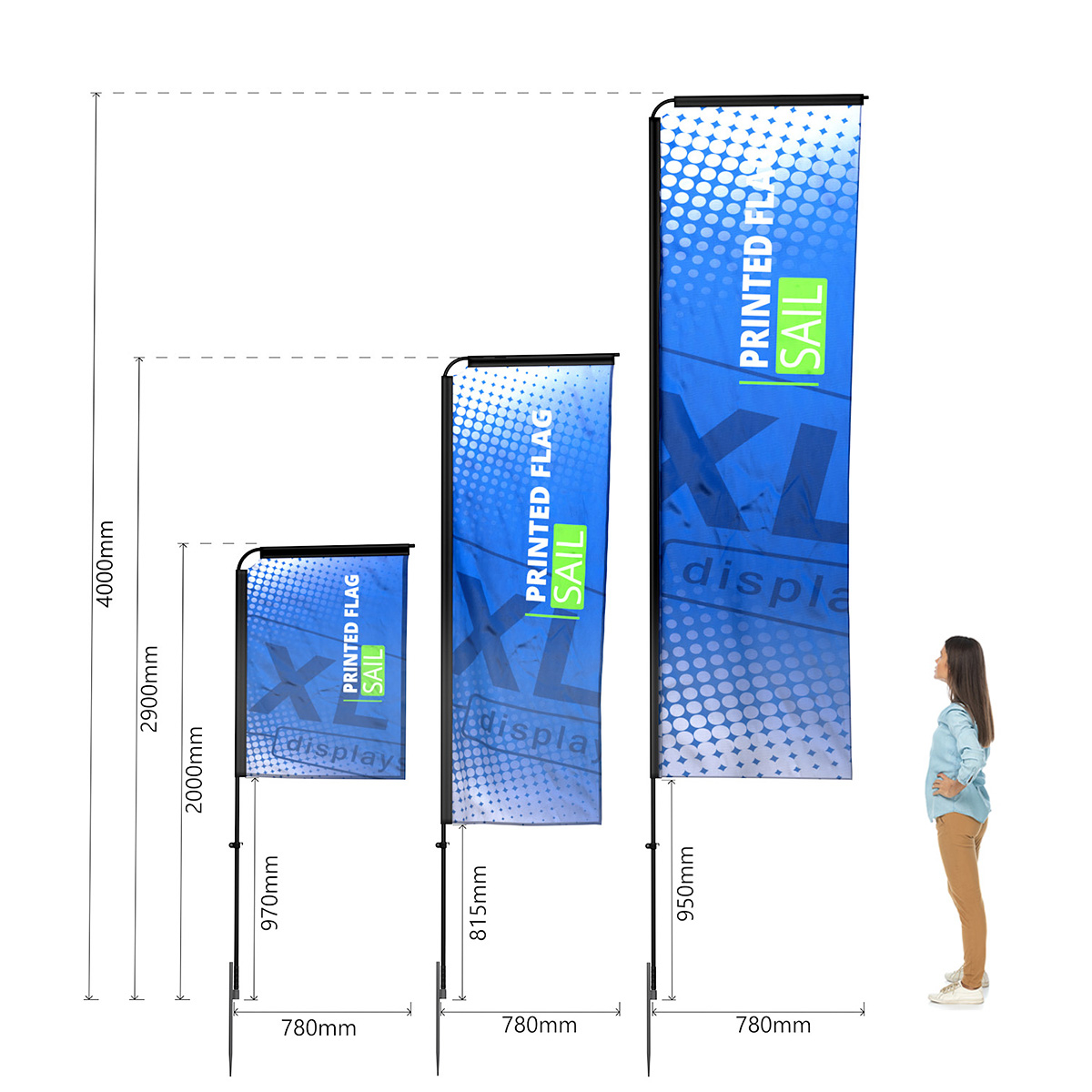 Branded Promotional Sail Flag Range Dimensions