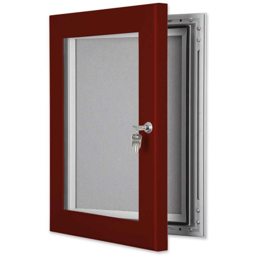 Secure External Notice Board Red Brown Frame