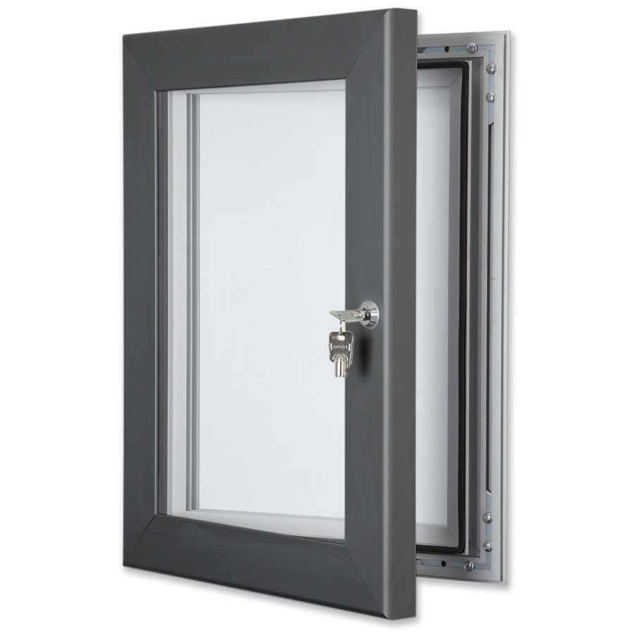 Secure External Notice Board Slate Grey Frame