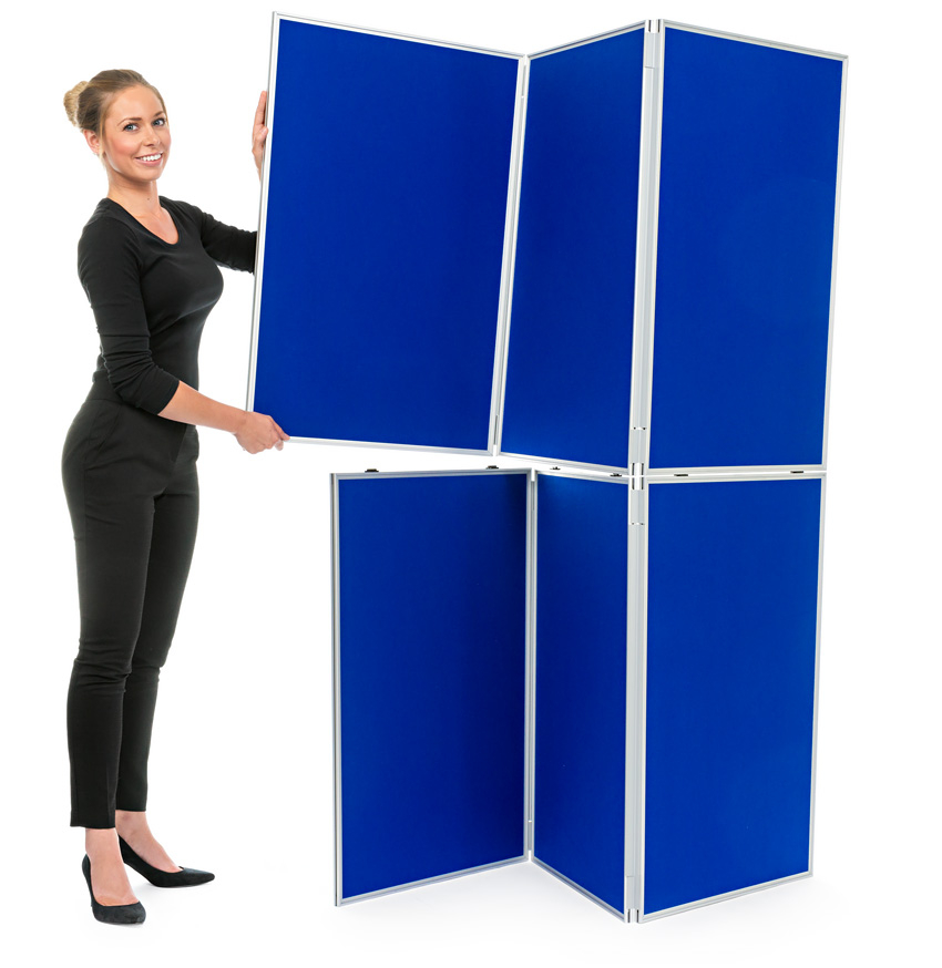 Clip top and bottom section and fold your display into place.