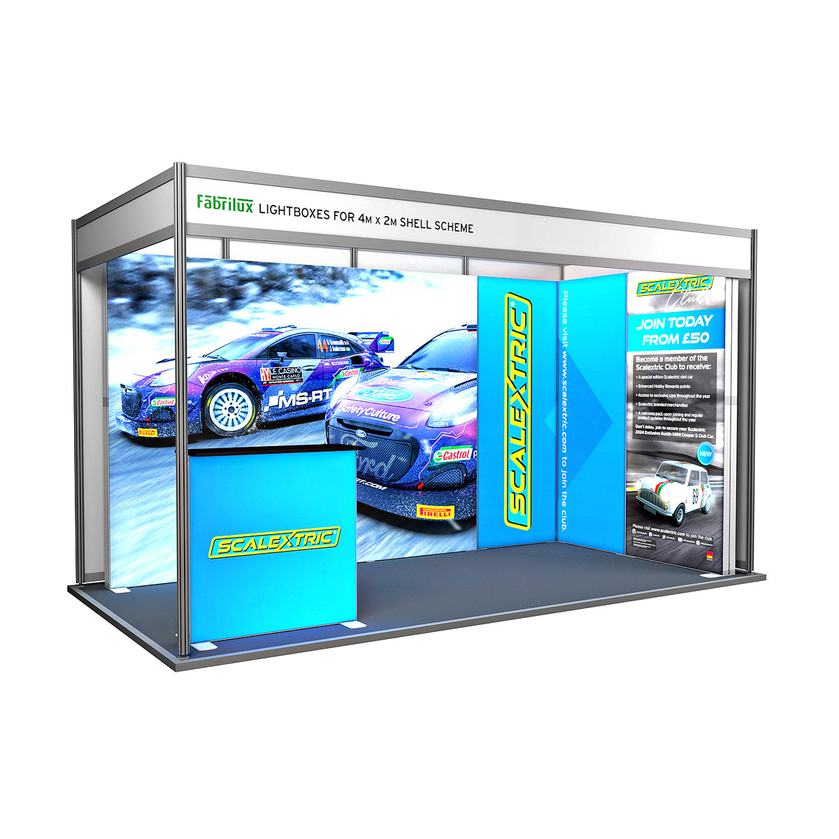 4m x 2m FABRILUX<sup>®</sup> LED Lightboxes Modular Exhibition Stand Shell Scheme