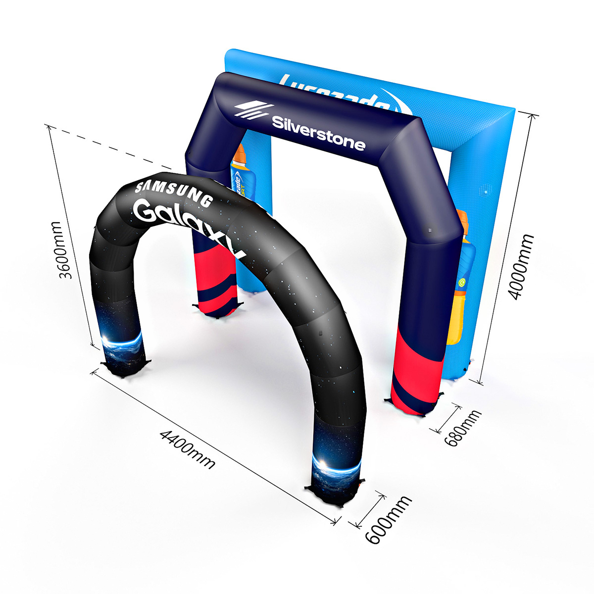 Dimensions of 4m Inflatable Exhibition Arch - Angled, Round And Rectangle Shapes