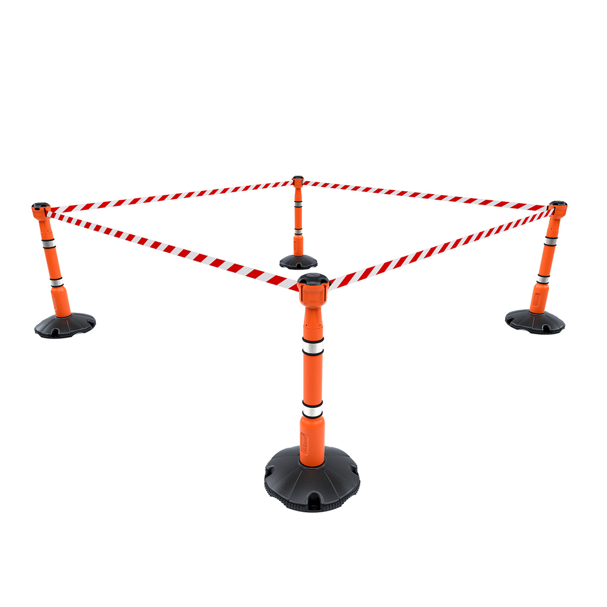 Skipper Barrier Systems 36m - Orange Stanchion Posts And Red/White Chevron Webbing