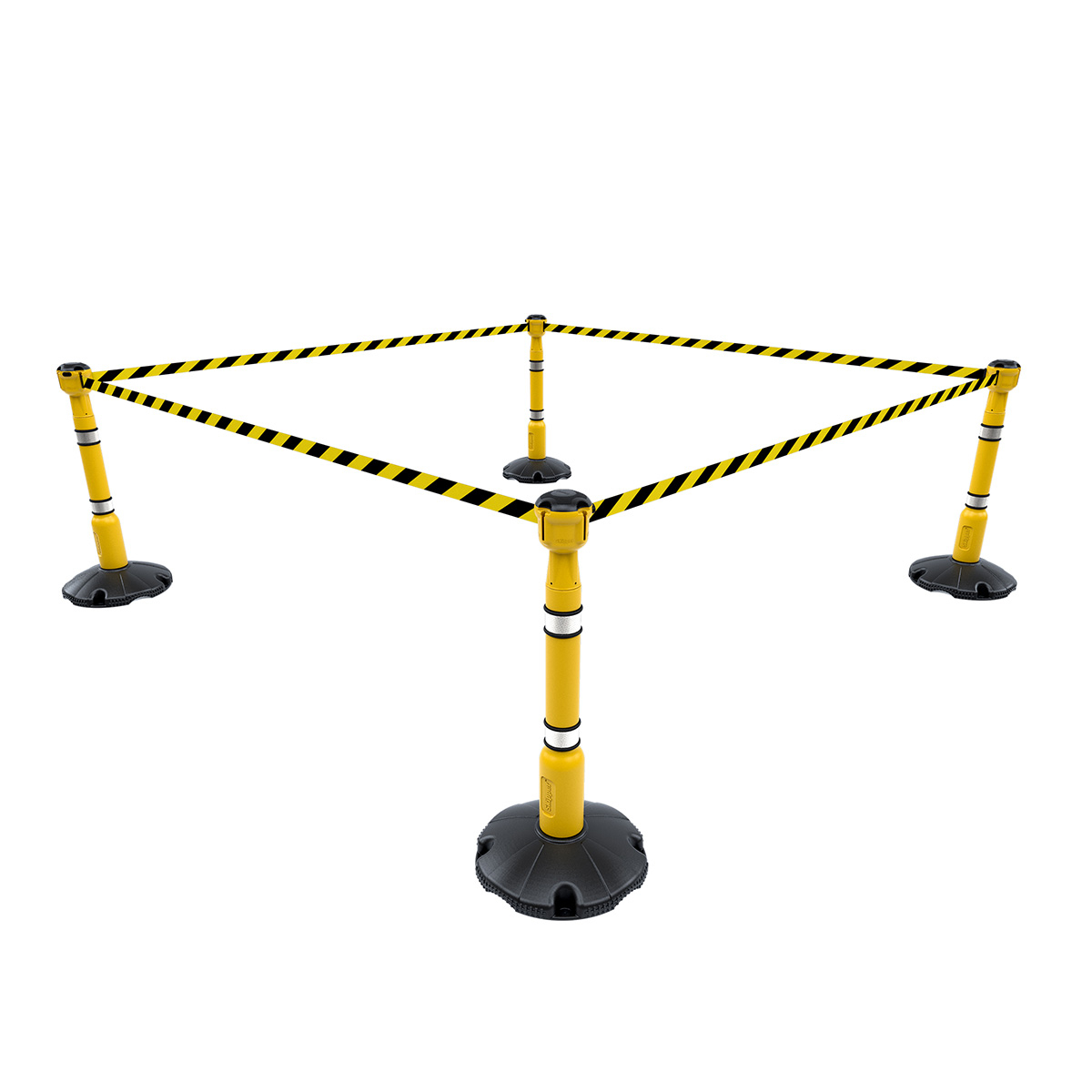 Skipper Barrier Systems 36m With Yellow Posts And Yellow/Black Chevron Webbing
