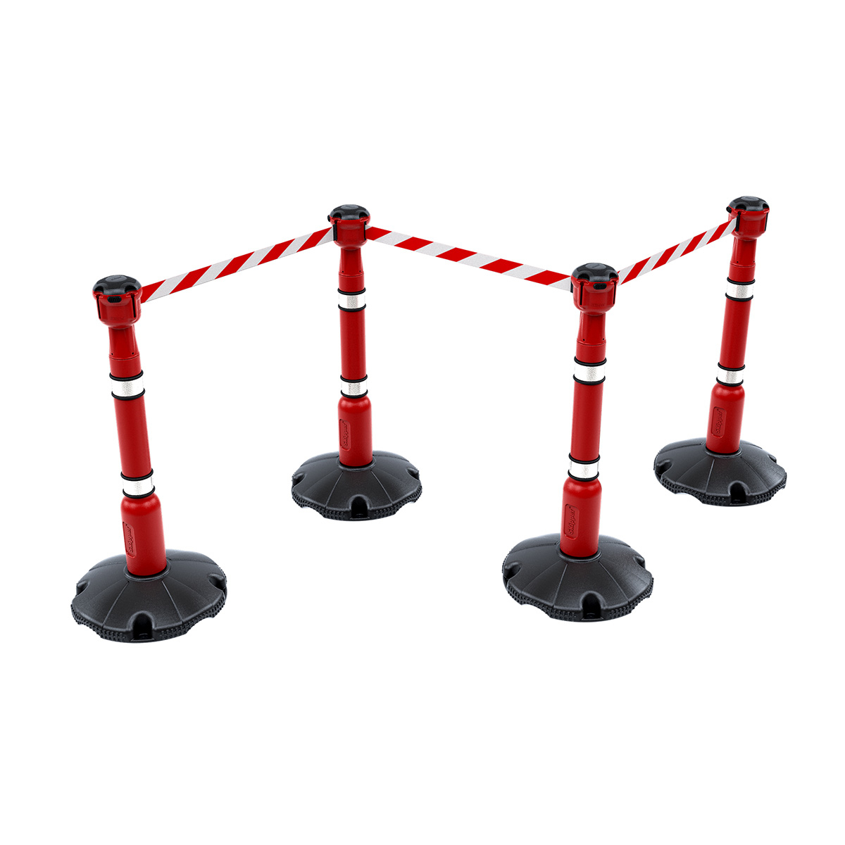 Skipper™ Portable Safety Barrier Kit 27m in Red With Red And White Chevron Fabric Tape