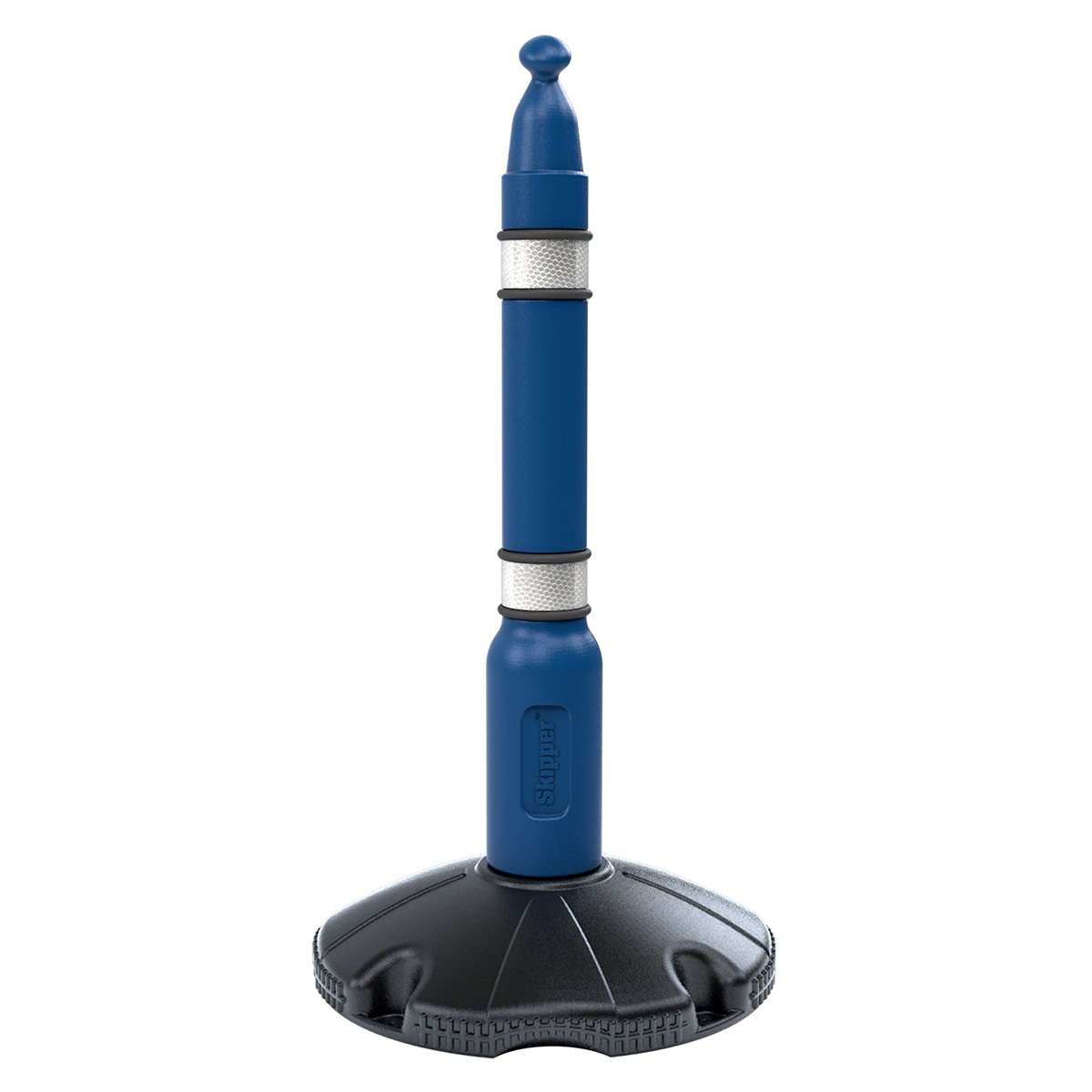 Skipper™ Retractable Barrier Post And Base System in Blue Has a Hollow Water Fillable Base For Stability