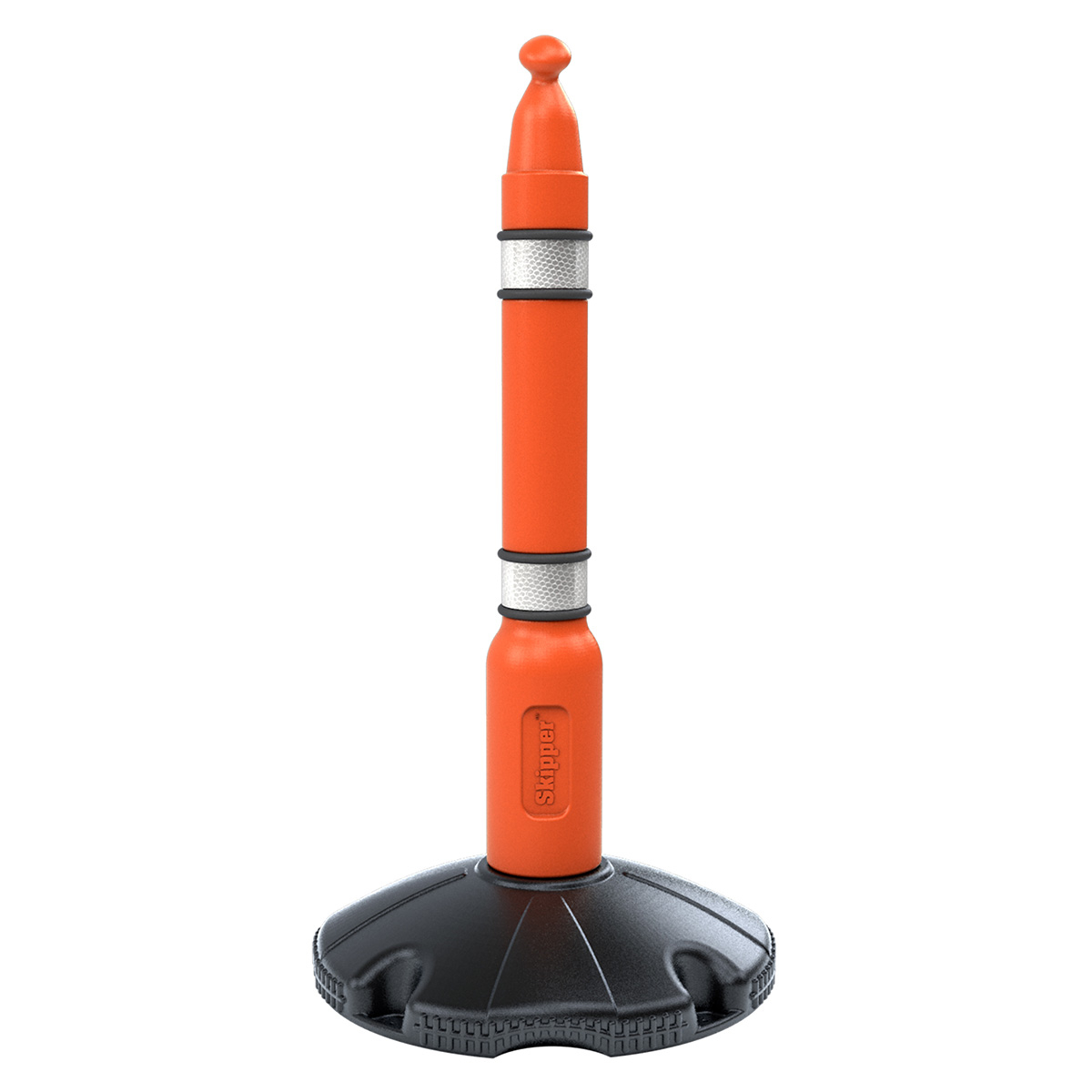 Skipper™ Retractable Barrier Post And Base System Orange - Ideal For Worksites And Industrial Use