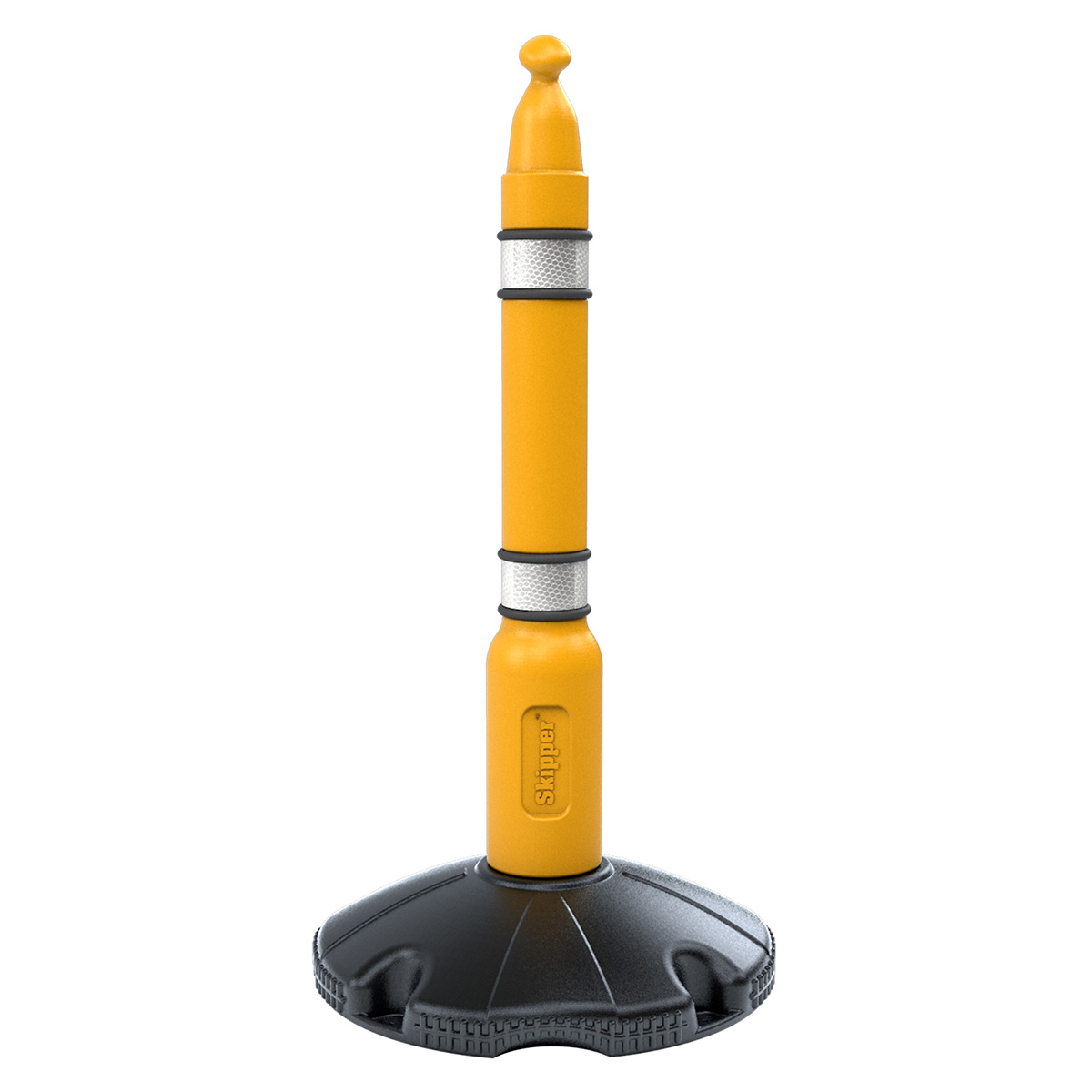 Skipper™ Retractable Barrier Post And Base System With Yellow Post And Black Base