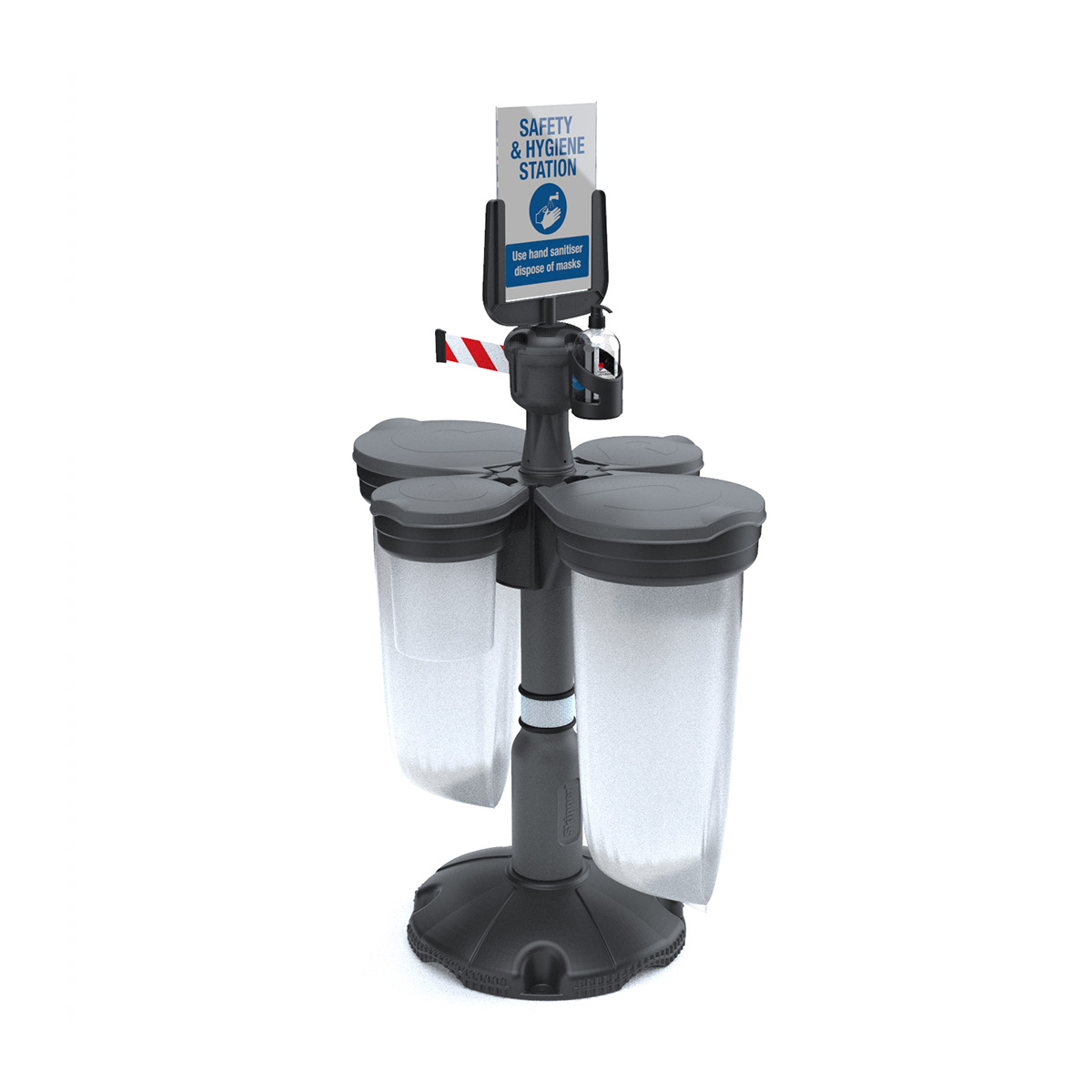 Skipper Retractable Belt And Safety Station 2  With Silver Posts And Bin Lids