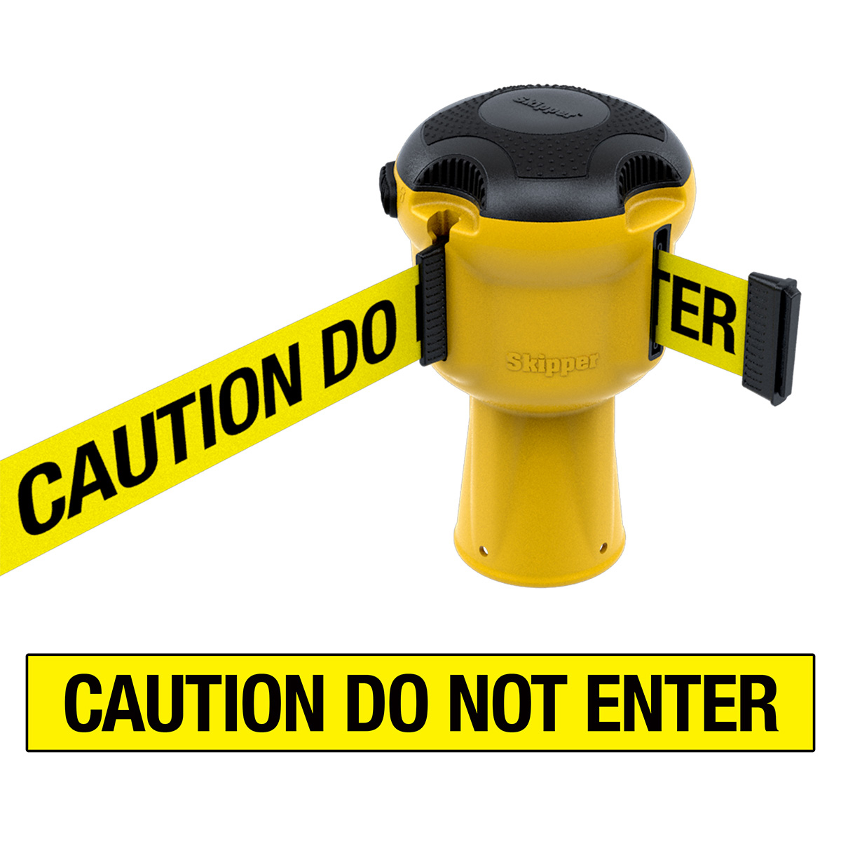 Skipper™ Retractable Safety Barrier in Yellow With CAUTION DO NOT ENETR Warning Tape