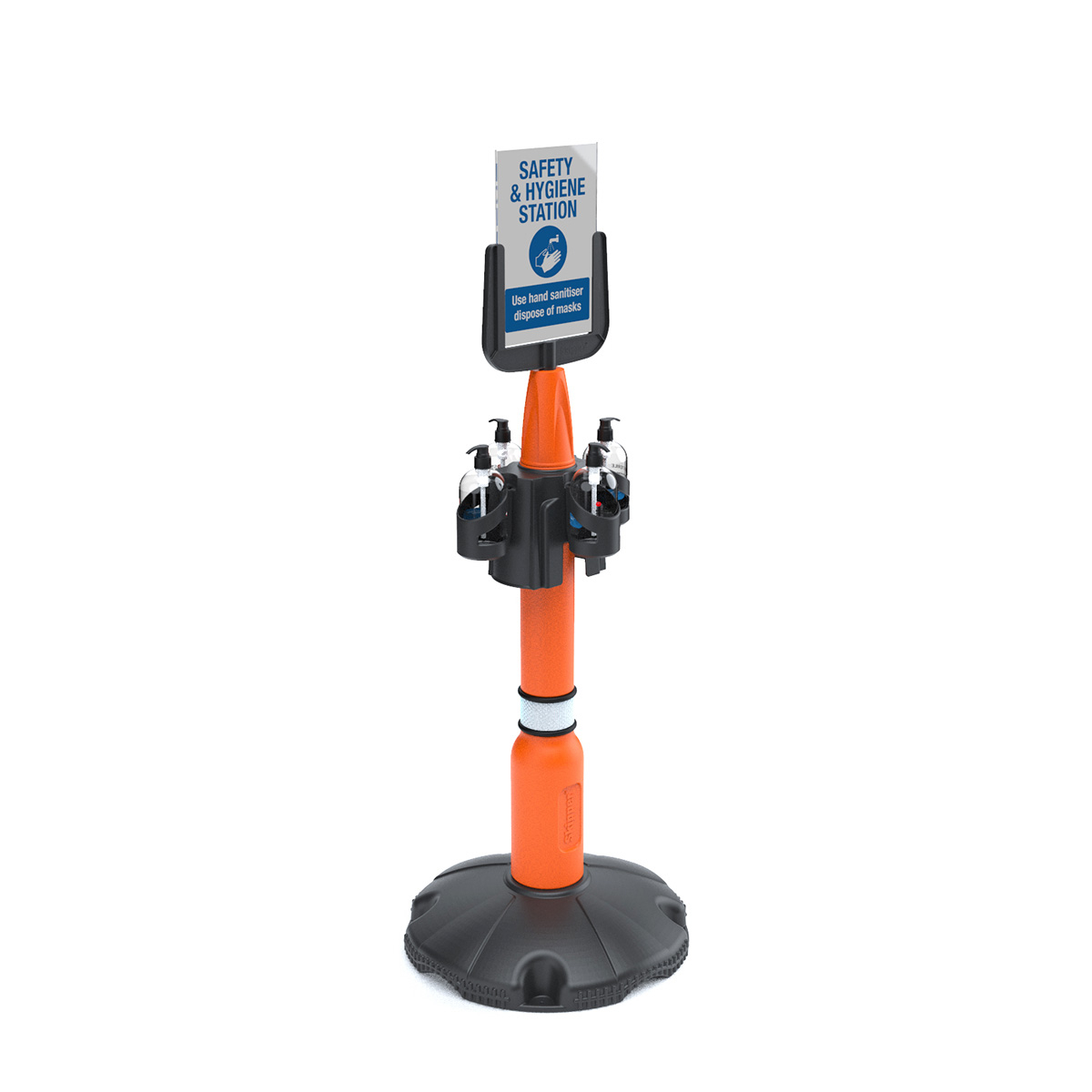 Skipper Hygiene And Safety Station With Orange Post - Freestanding Hygiene Station Can be Used in High-Traffic Locations For Dispensing Hand Gel
