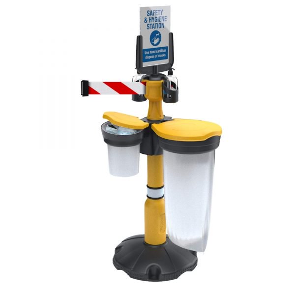 Skipper™ Safety Station 3 With Retracting Belt in Yellow - Can be Used For Indoor And Outdoor Events