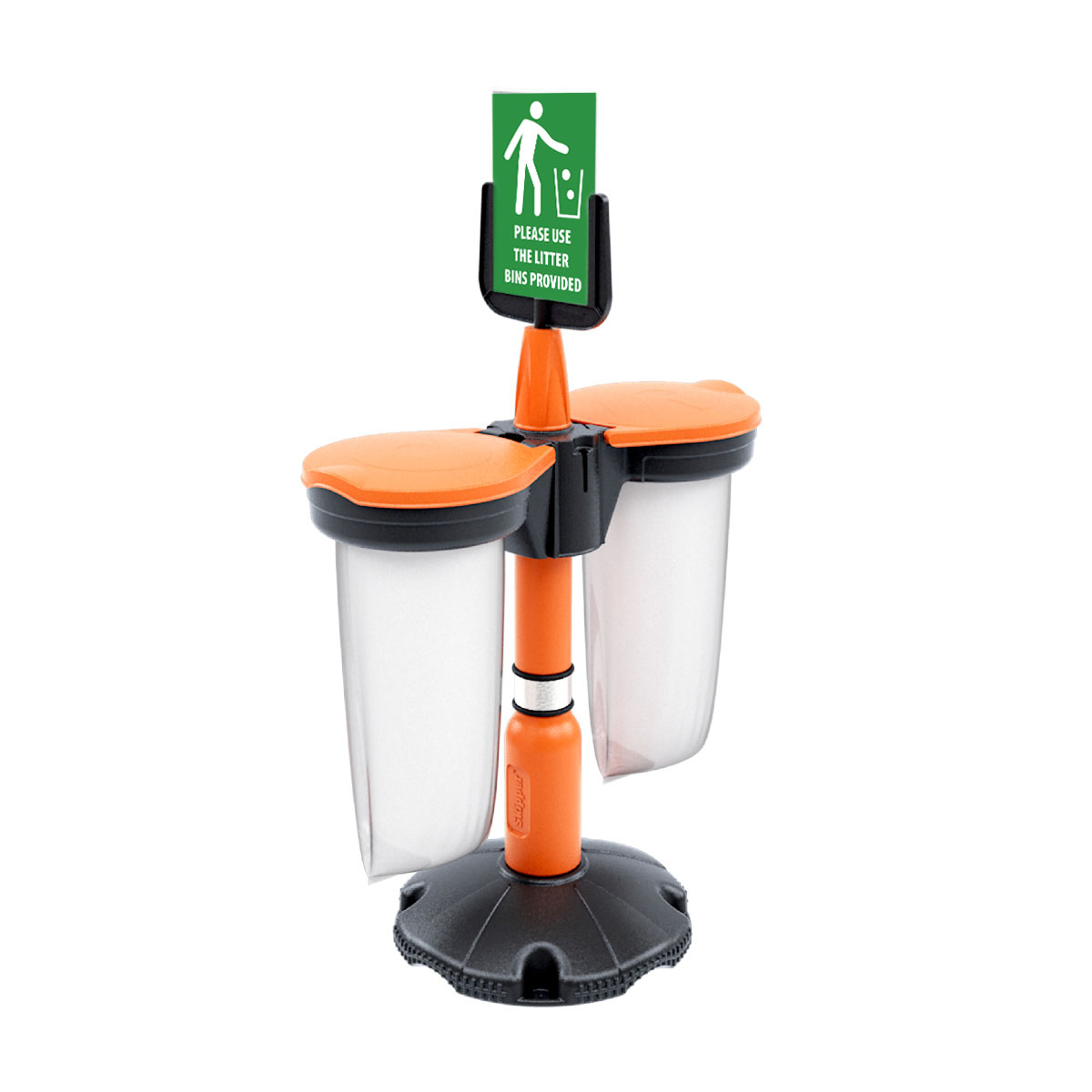 Skipper™ Safety Station With 2x Recycling Bins in Orange - Suitable For High-Traffic Locations Such as Events 