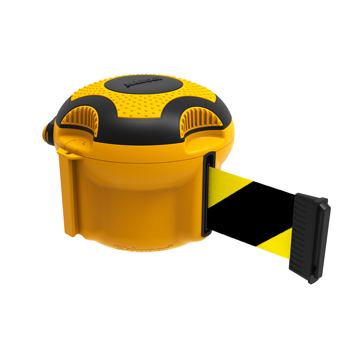 Skipper XS Retractable Belt Barrier In Yellow With Black And Yellow Chevron Tape