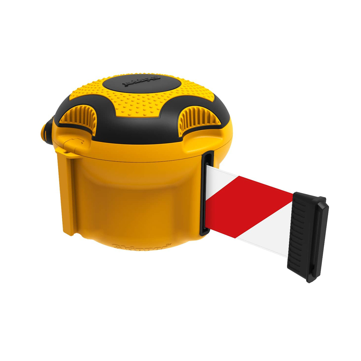 Skipper XS Retractable Belt Barrier In Yellow With Red And White Chevron Tape