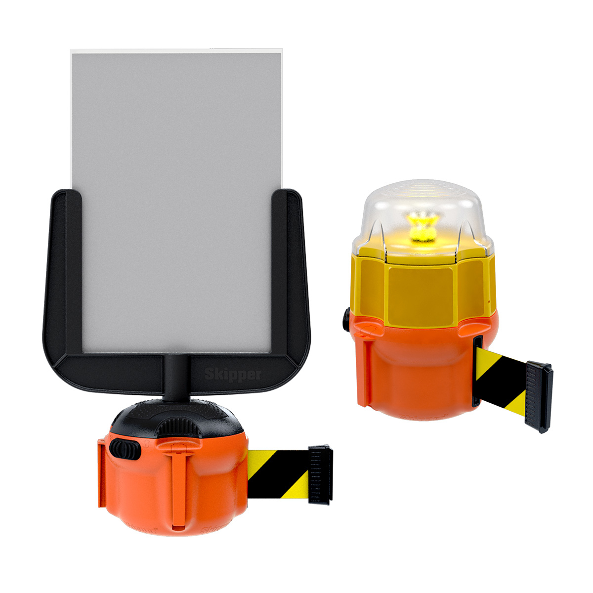 Skipper XS Retractable Belt Barrier is Compatible With A4 Sign Holder And Safety Light