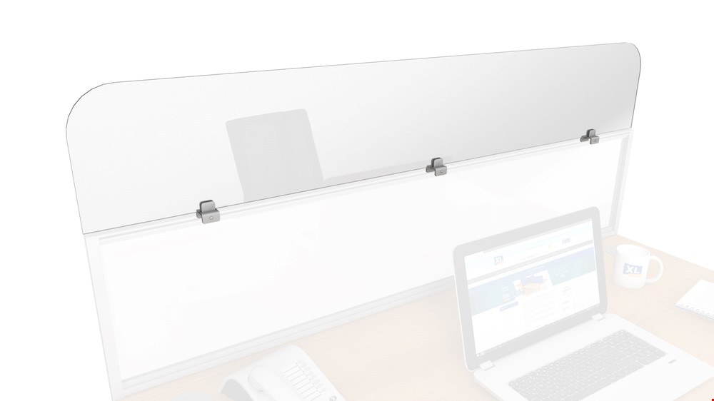 Sneeze Guard Clear Glass Perspex Dividing Header Panel For Use With Aluminium Framed Acrylic Desk Screen this product does not include the aluminium framed screen - {only the frameless header panel}