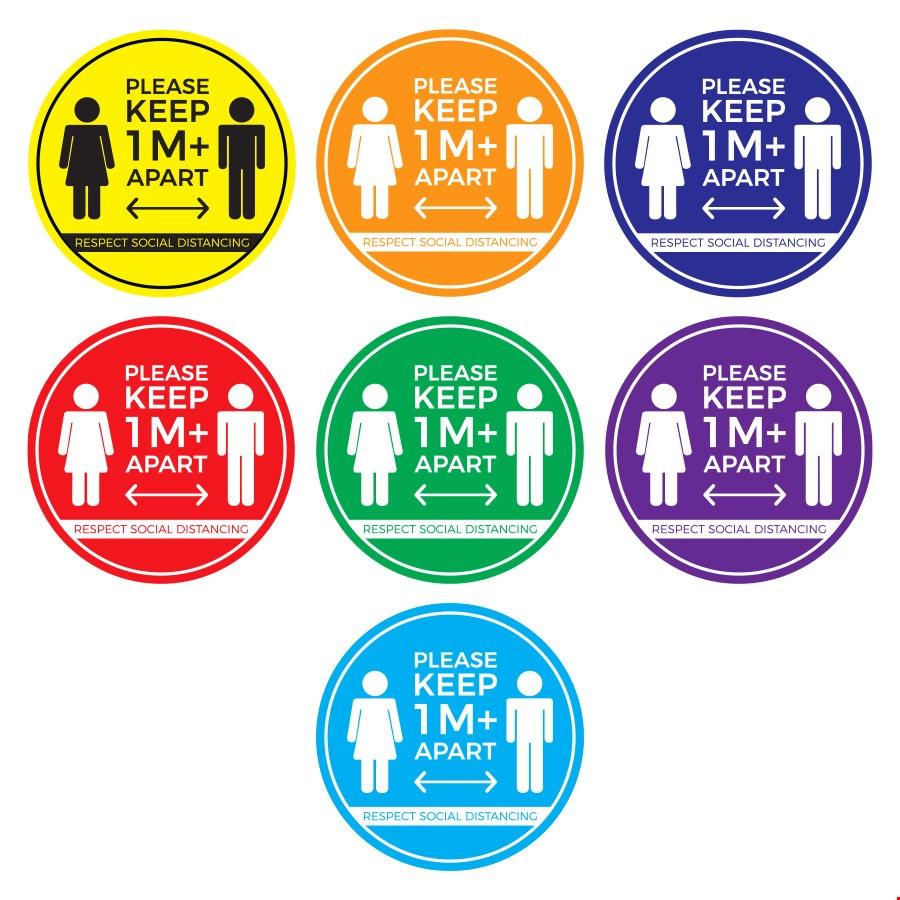 ROUND 1m+ Social Distance Floor Sticker With Anti-Slip Design 
