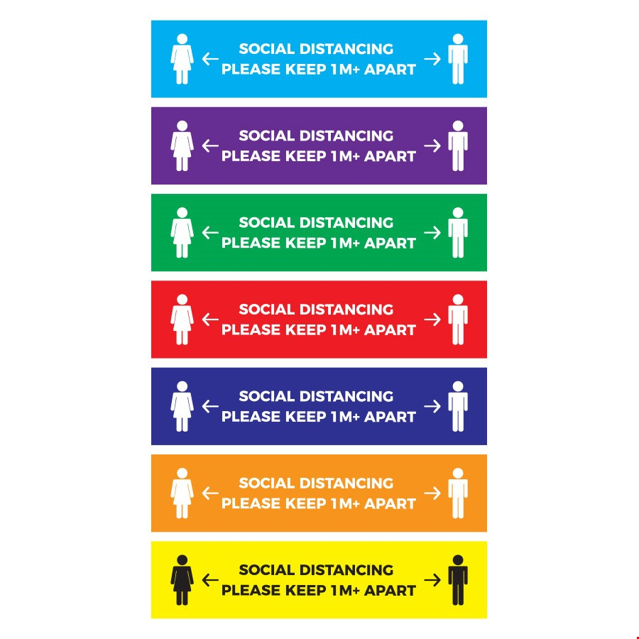Social Distancing Floor Stickers With Anti-Slip Feature - RECTANGLE Keep 1m+ Apart Design