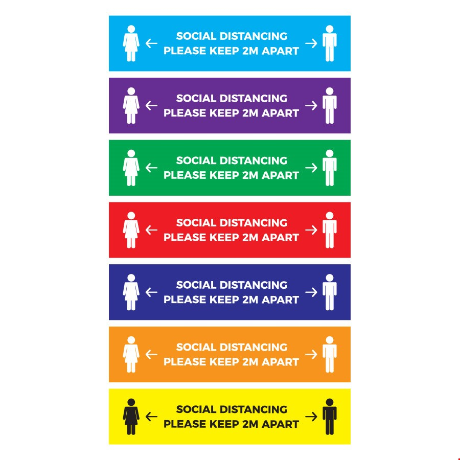 <div>Printed Floor Stickers With COVID19 Safe Social Distancing Messages - RECTANGLE Keep 2m Apart Design<br></div>
