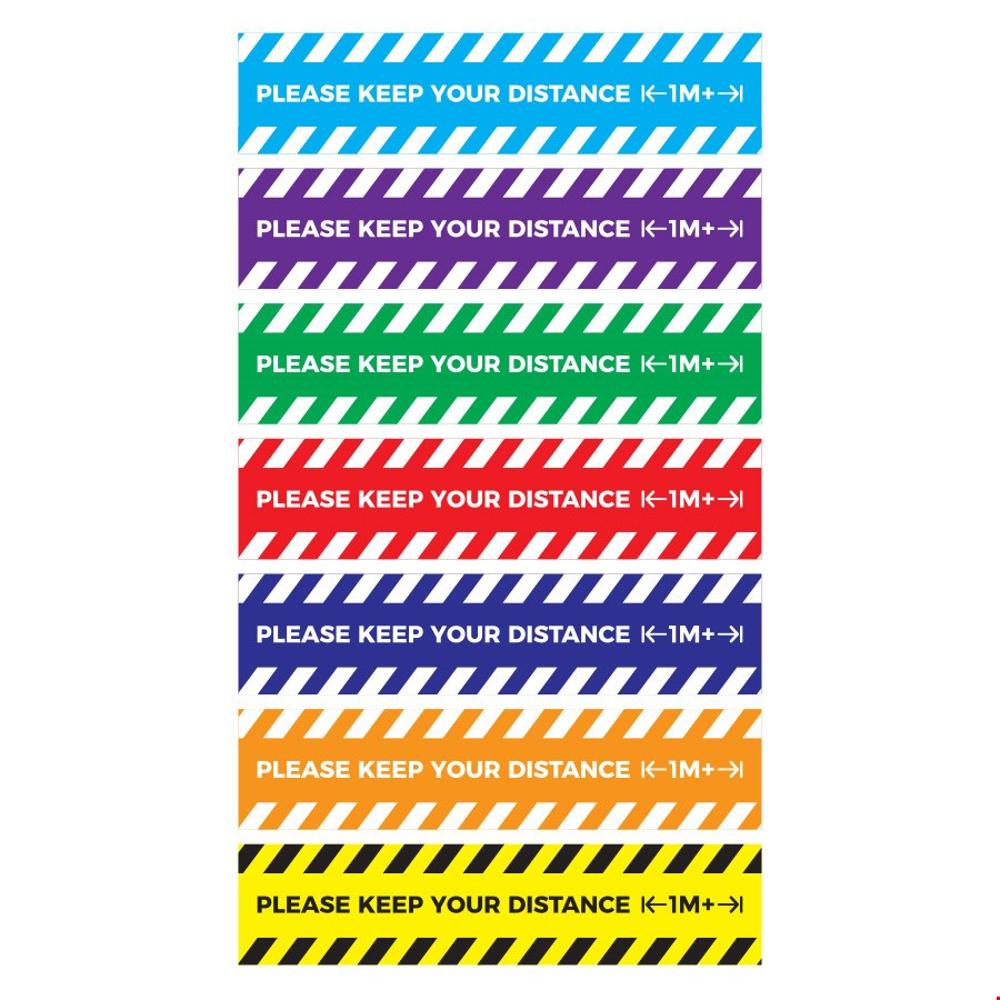 Printed Floor Graphics For Social Distancing - RECTANGLE Please Keep Your Distance 1m+ Design