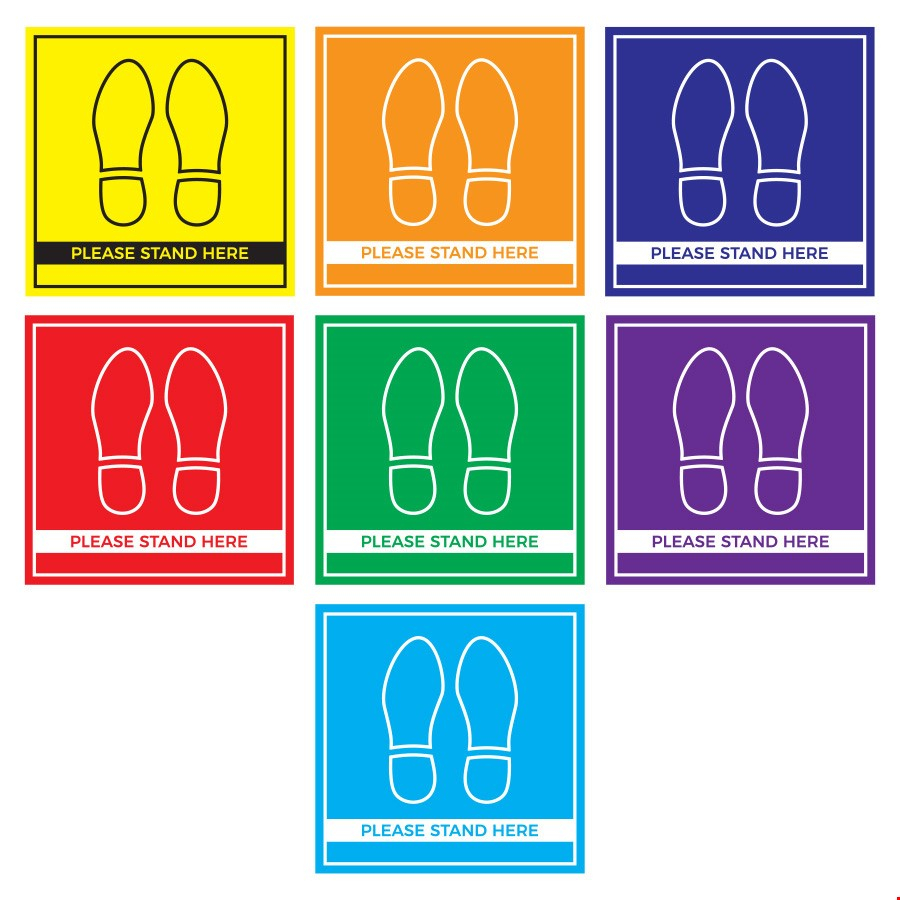 Square Social Distancing Anti Slip Floor Stickers Removable Floor Stickers