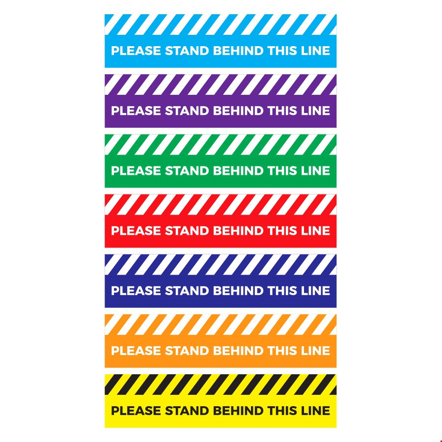 Printed COVID Floor Stickers For Social Distancing - RECTANGLE Stand Behind This Line Design