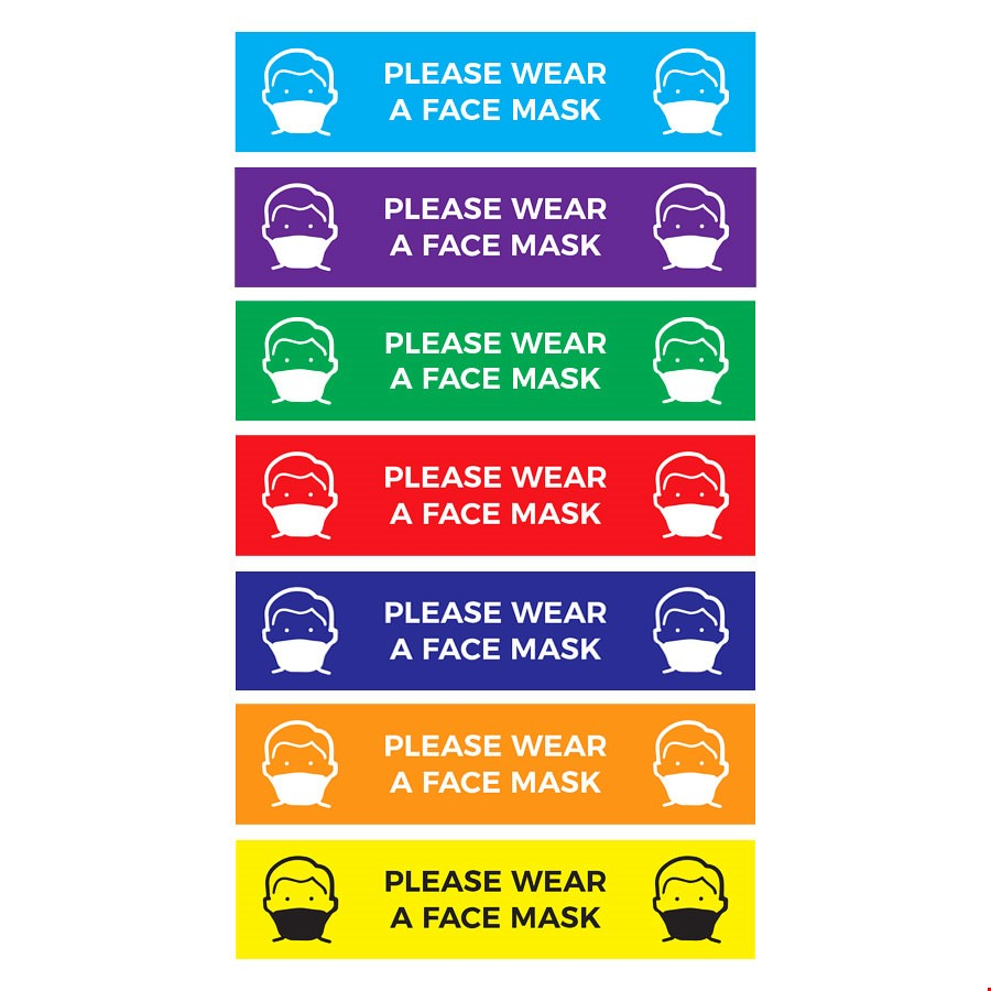 Printed Floor Graphics For Social Distancing - RECTANGLE Please Wear A Face Mask Design
