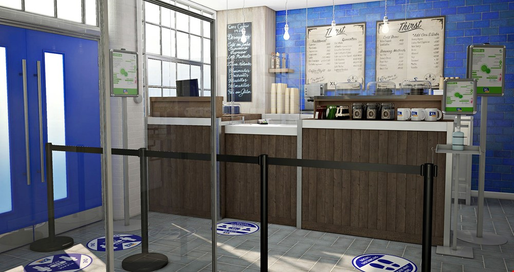 Social Distancing Retractable Belt Barrier System Ideal For Queue Management & Customer Guidance In Shops & Retail