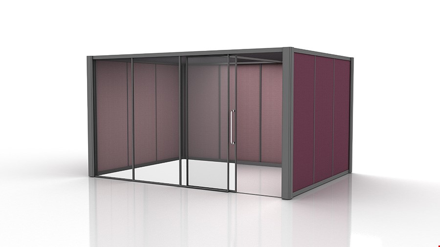 Sound Absorbing Meeting Pod with Sliding Glass Door 4m x 3m