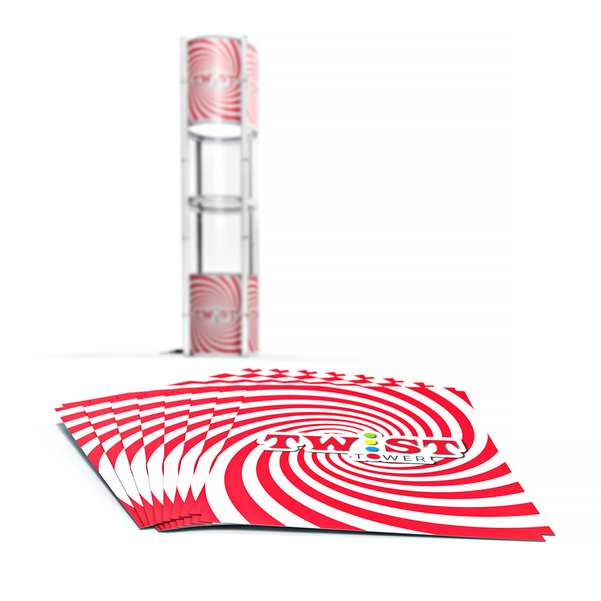 Spiral Twist Display Tower Replacement Graphic Panels Set of 8