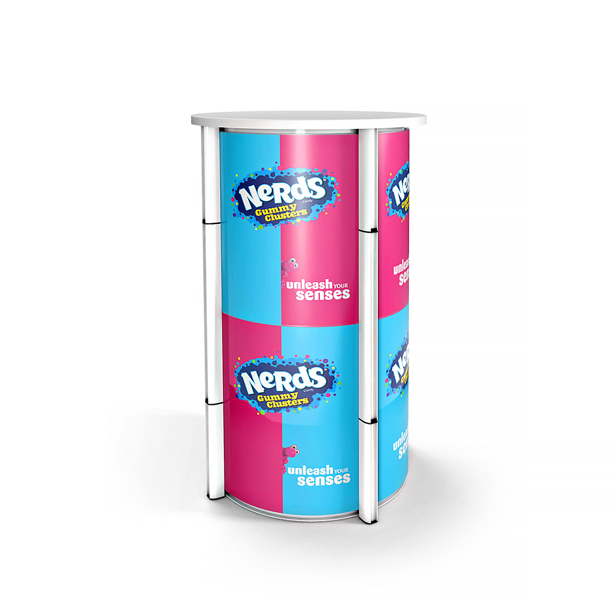Spiral Twist Plinth Counter Display With 8 Printed Graphic Panels