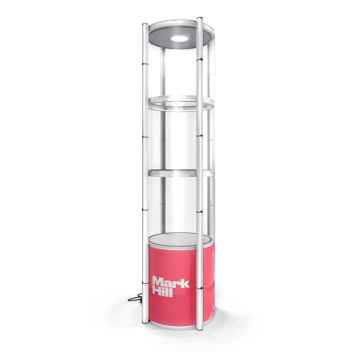 Spiral Twist Display Tower Collapsible Exhibition Showcase With 4 Printed Graphic Panels.