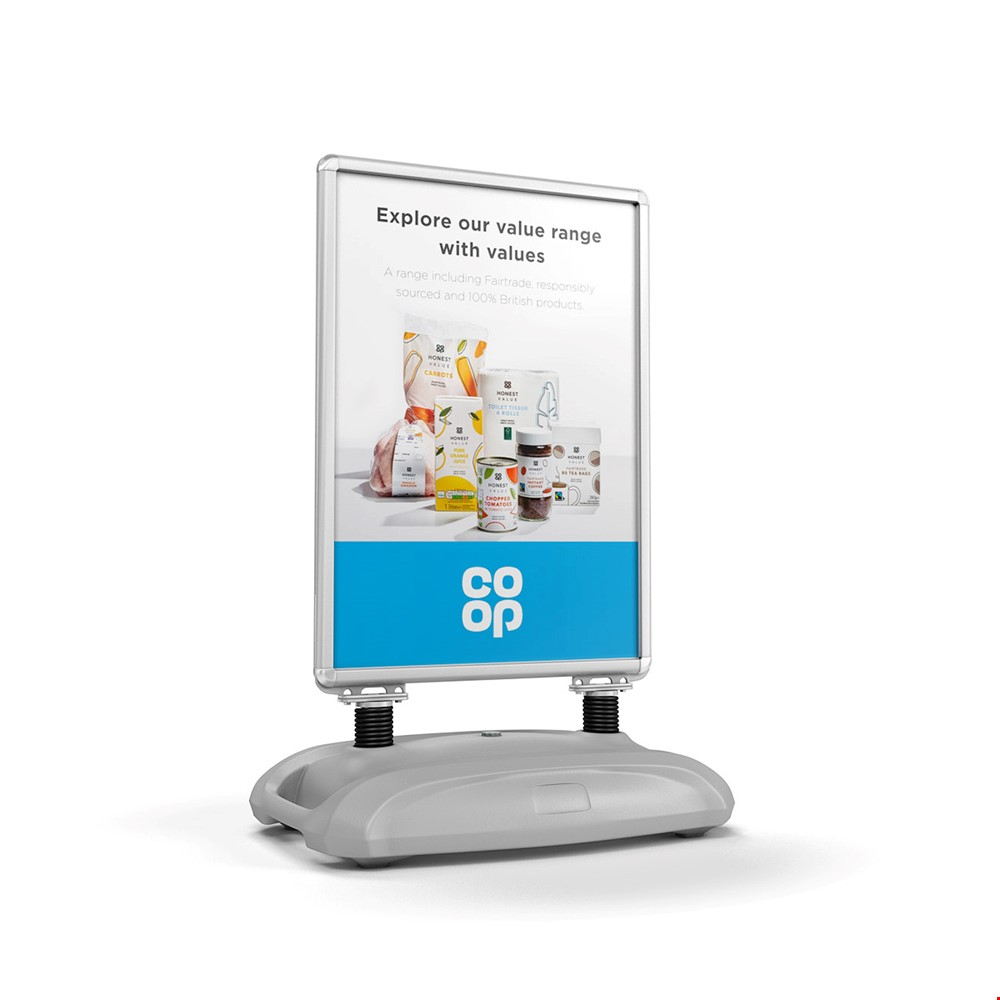 TYPHOON Forecourt Signage Water Based Pavement Signs A1 in Silver Finish
