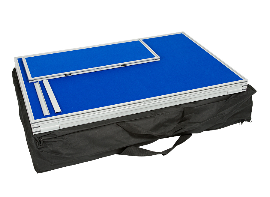 Table Top Display Board Kit packed down on top of Carry Bag