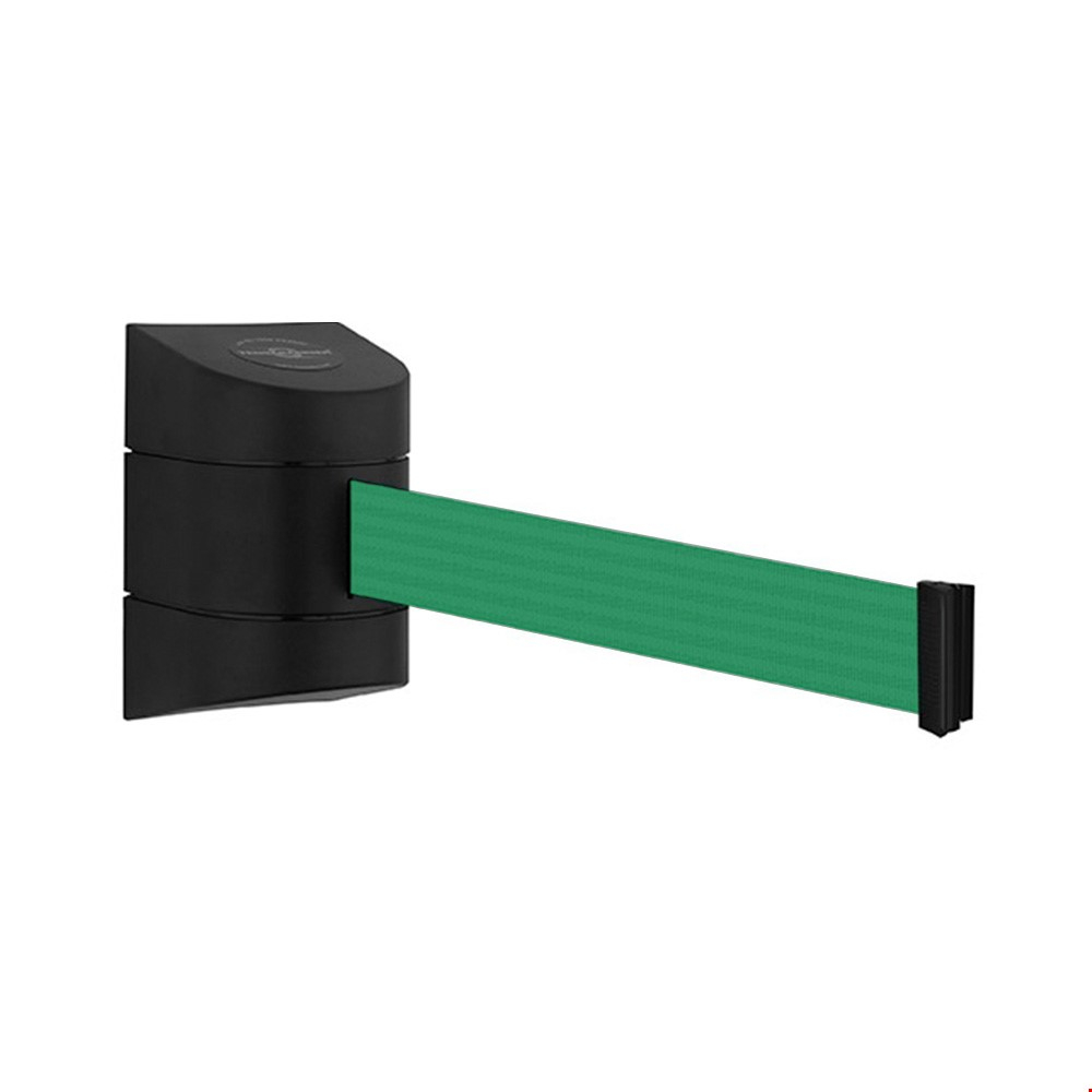Tensa Maxi Wall Retracting Belt Barrier With Black Wall Unit And Green Webbing