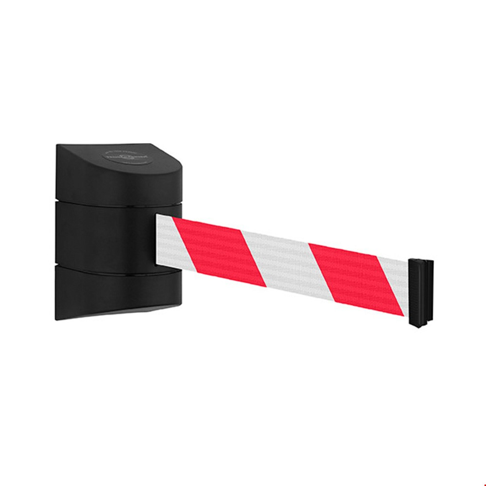 Tensa Maxi Wall Retracting Belt Barrier With Black Case And Red/White Chevron Tape