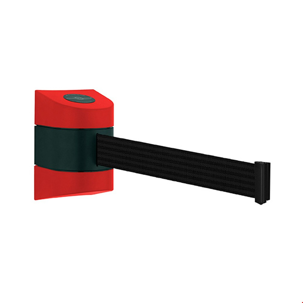 Tensa Maxi Wall Retracting Belt Barrier With Red Wall Unit and Black Tape