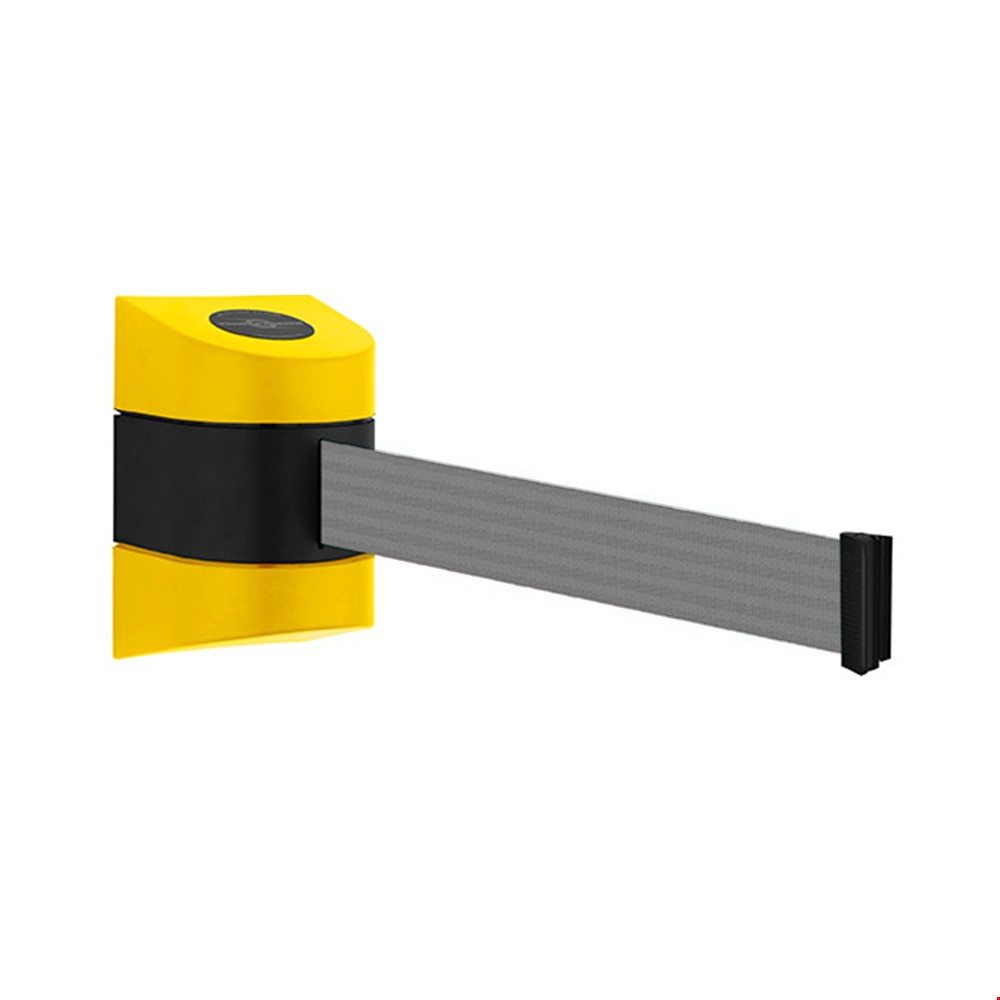 Tensa Maxi Wall Retracting Belt Barrier With Yellow Cassette And Grey Webbing