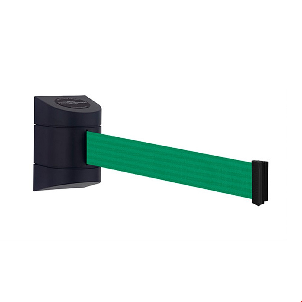 Tensa Midi Wall Mounted Belt Barrier With Black Case And Green Webbing