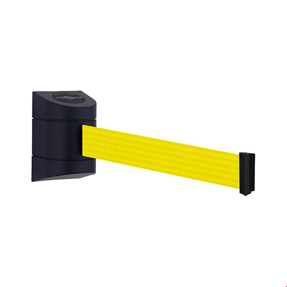 Tensa Midi Wall Mounted Belt Barrier With Black Case And Yellow Tape