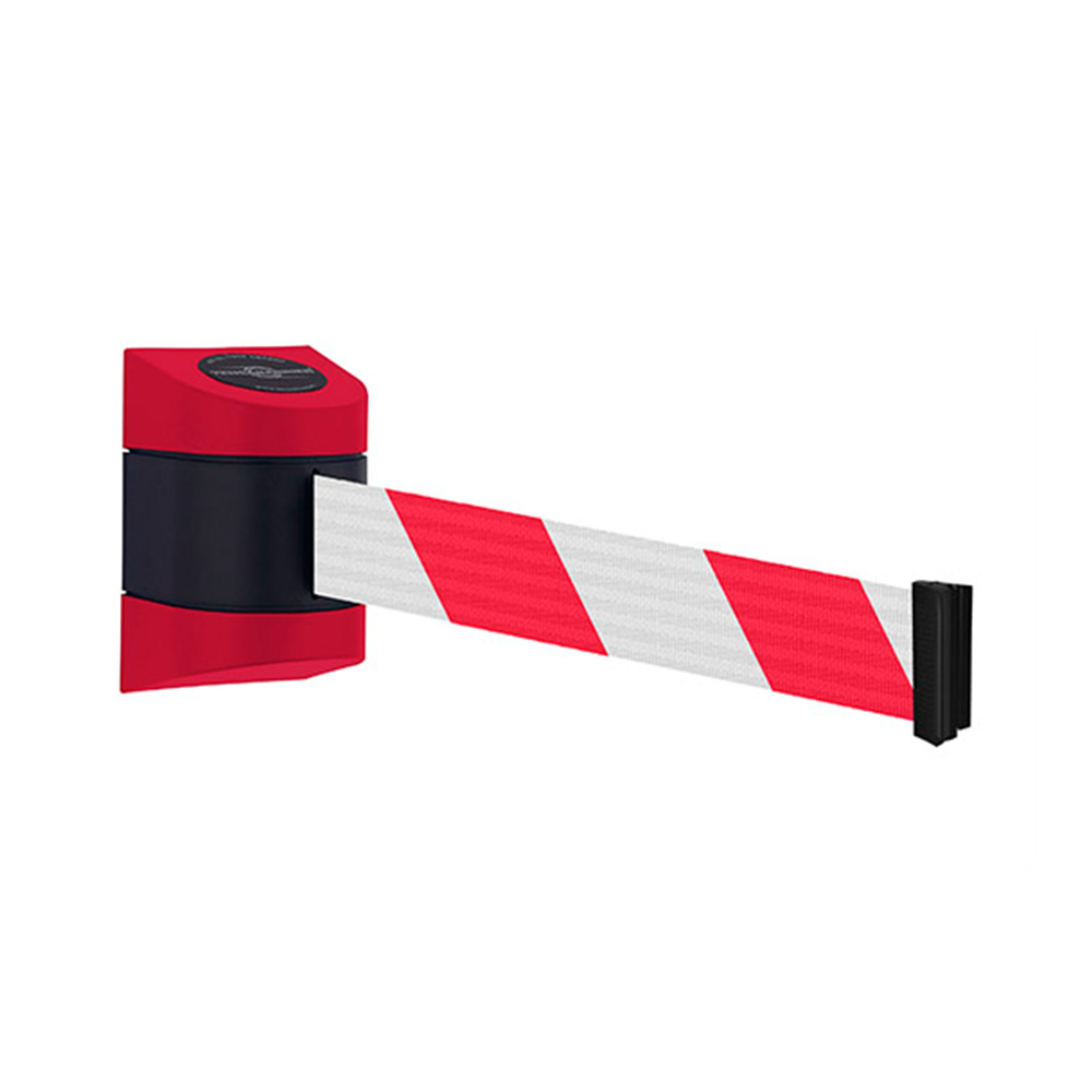 Tensa Midi Wall Mounted Belt Barrier With Red Case And Red/White Chevron Webbing