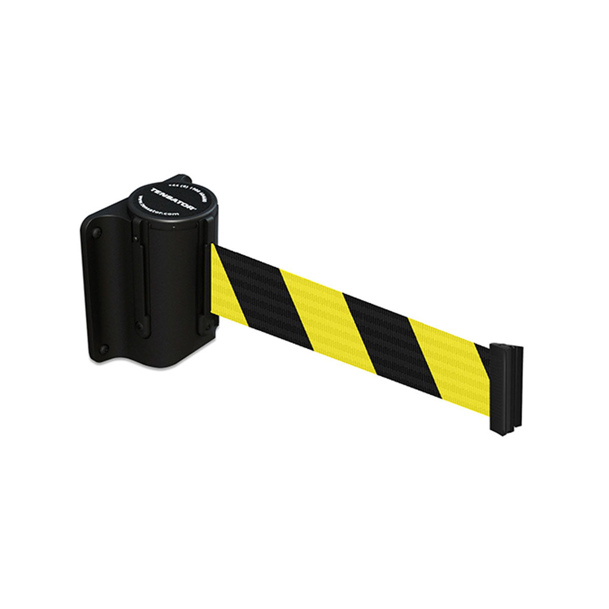 Tensabarrier® Mini Wall Mounted Queue Barriers With High Visibility Black and Yellow Chevron Tapes