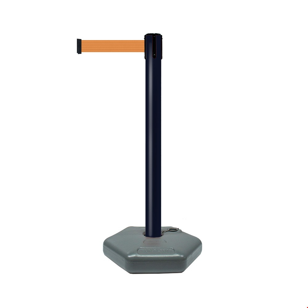 Tensabarrier® Outdoor Retractable Belt Barrier Black post And Orange Webbing