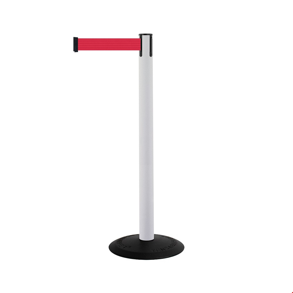 Tensabarrier® Popular Stanchion Barrier White Post And Red Webbing
